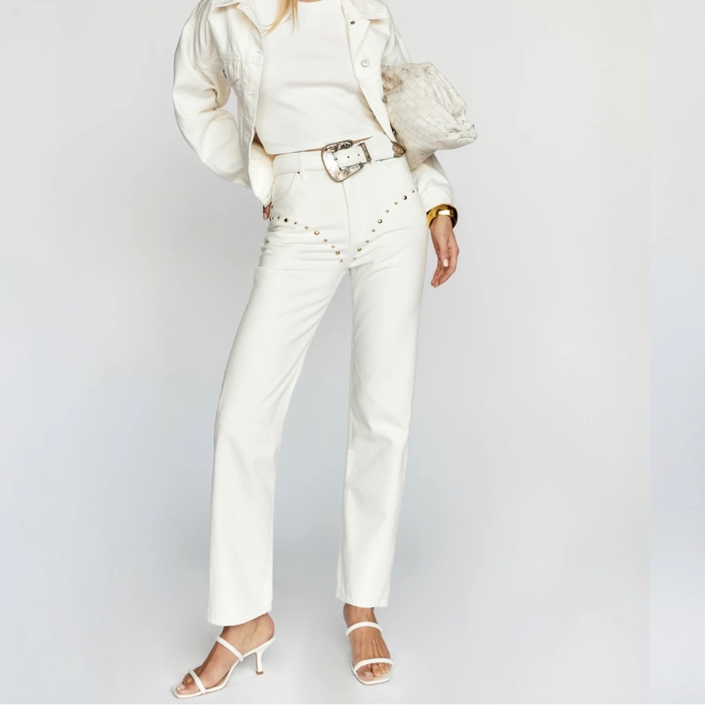 Reformation Cowboy Studded High Rise Straight Jean
